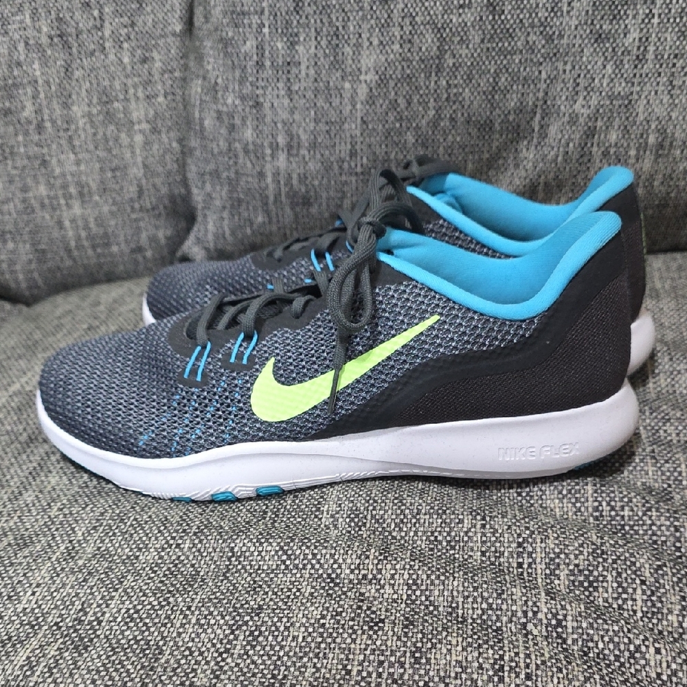 Nike Women's Flex Black, Gray and Blue Sneakers
